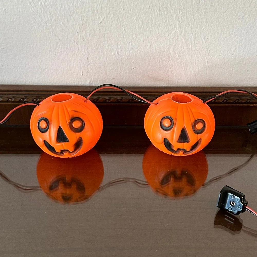 Vtg Peerless Halloween Blow Mold Pumpkin String Light Covers Jack-O-Lantern READ